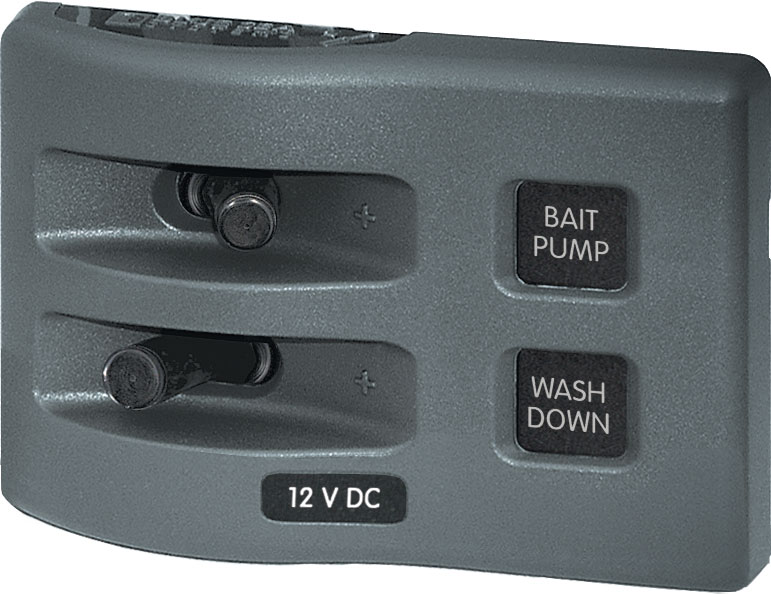 Blue Sea 4303-BSS Weather Deck Panel 12v 2 Gang Switch