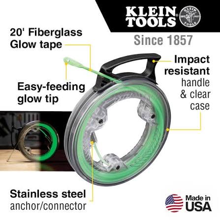 Klein 50550 Glow Fish Tape 20-FOOT Tool for HVAC/R Systems Professional Grade