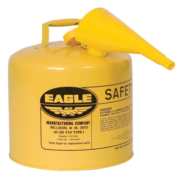 Eagle EAGUI50FSY Type 1 Safety Can 5 gallons Yellow F-15 Funnel