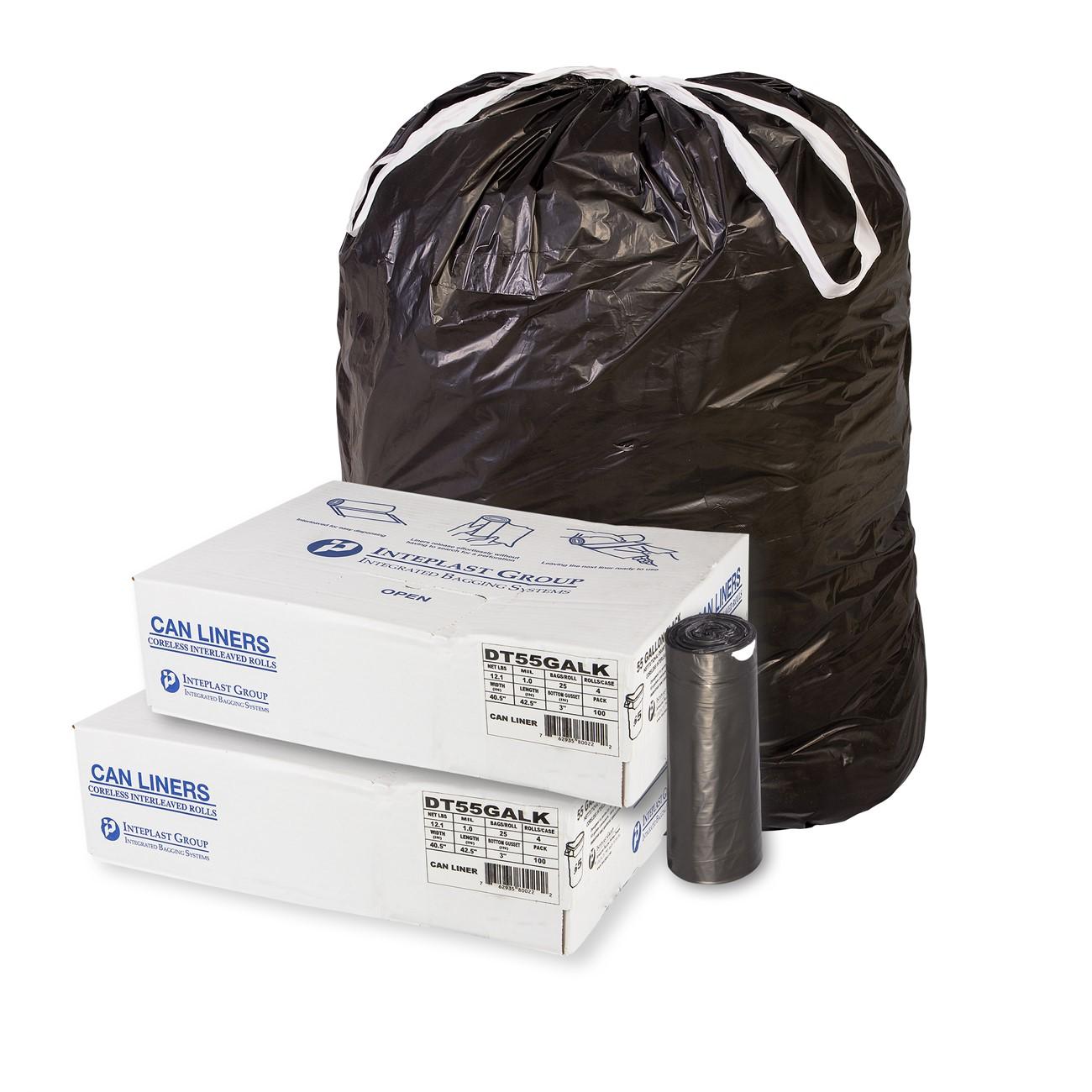 All-Pro ALPDT32GALK Industrial Draw-Tape Liner 32 Gallon Black 80 mil LLDPE