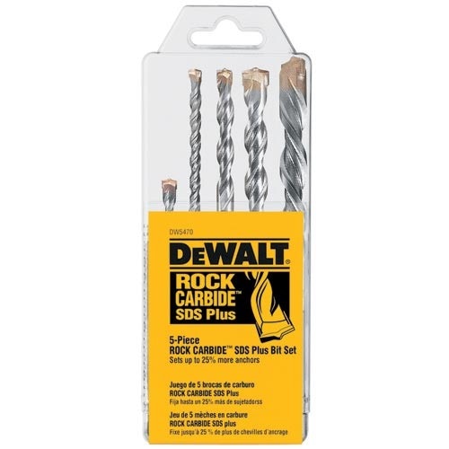 DeWalt DEWDW5470 Carbide drilling 5-Piece Rock CarbideTM SDS+ Hammer Bit Set