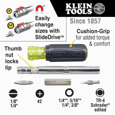 Klein 32596 Slide-Driver Screwdriver 8IN1 for HVAC/R Systems