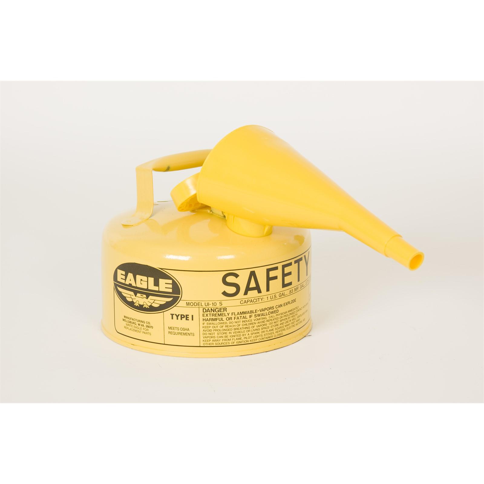 Eagle EAGUI10FSY Safety Cans Metal Yellow w/F-15 Funnel 1 Gal