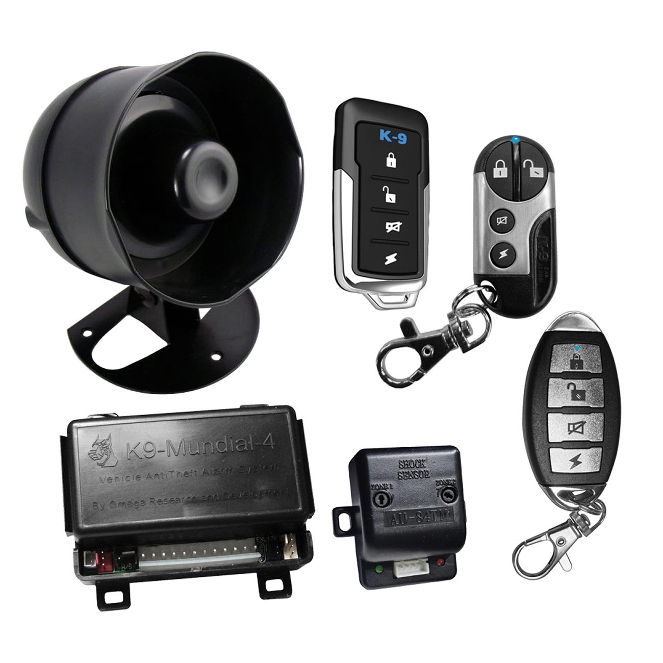 K-9 Car Alarm with Keyless Entry - Includes 3 Different Transmitter Designs!