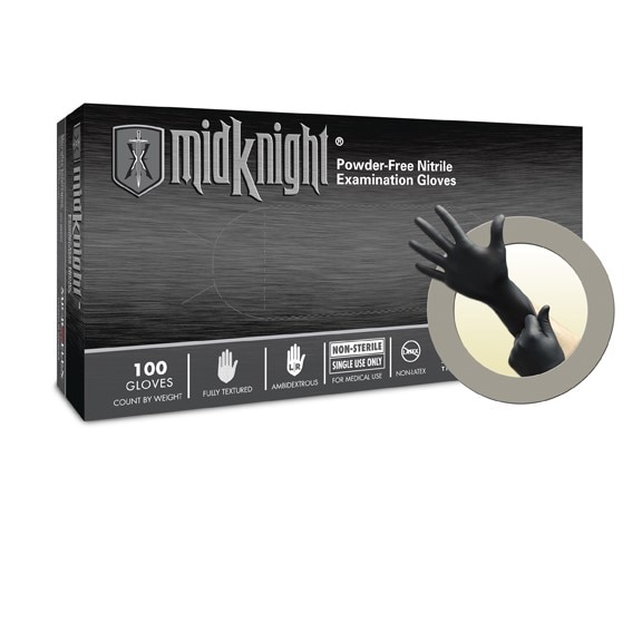 Microflex MFXMK-296-L Mircoflex MidKnight Powder Free Nitrile Exam Gloves