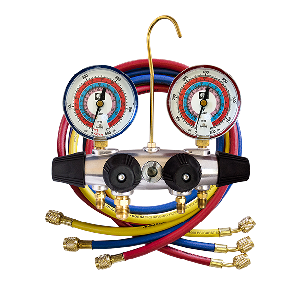 JB Industries 25633 Manifold Gauge Set A2L Alum 4-VALVE for HVAC/R Systems