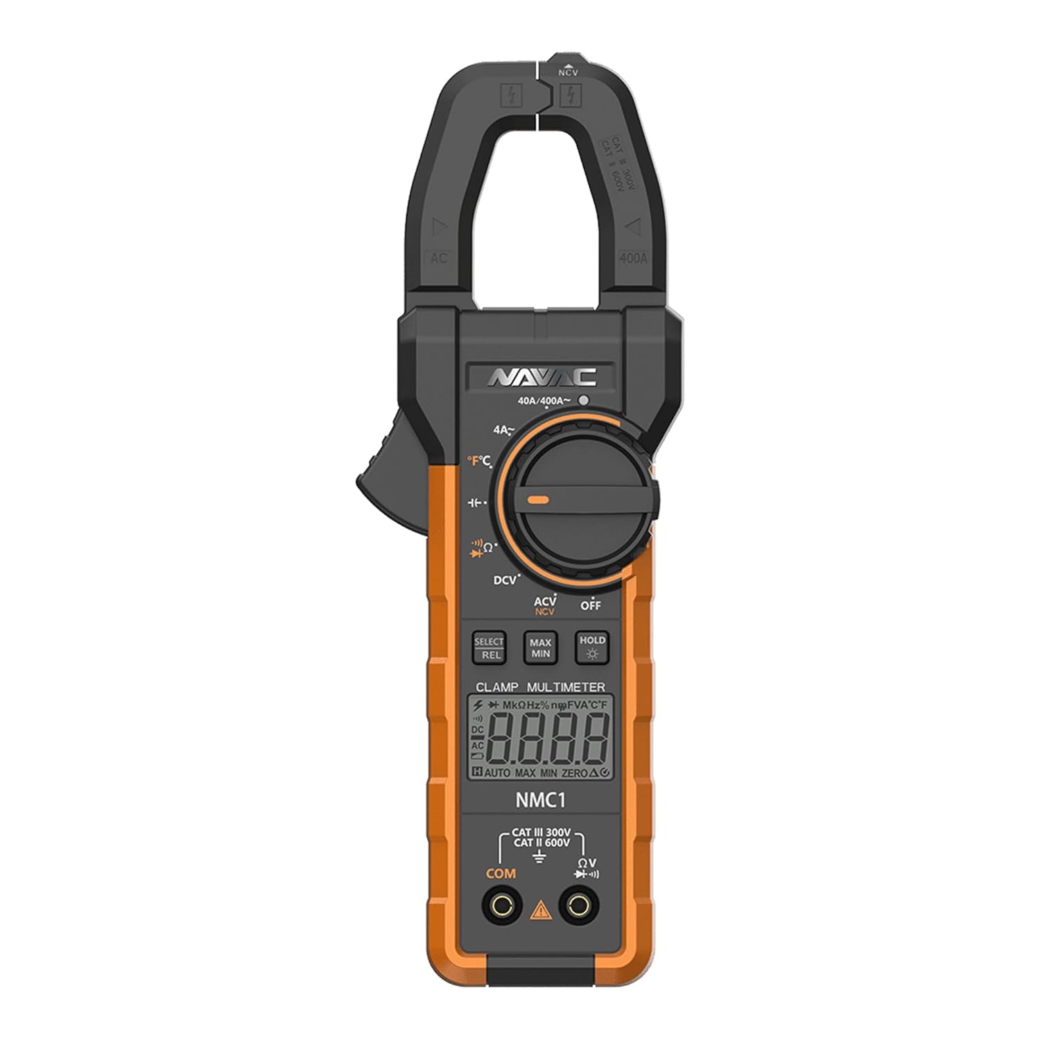 Navac NMC1 Digital Clamp Meter - HVAC Multimeter Clamp - Backlit Display - Adjustable Large Jaw - High Precision Chip