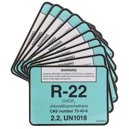 DiversiTech Refrigerant Refrigeration Label R22