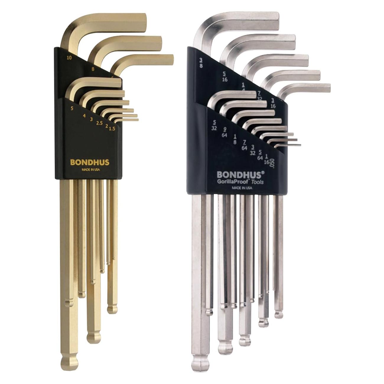 Bondhus Plated Balldriver Metric/SAE Ball End HEX L-Keys Double Set (22 Piece)