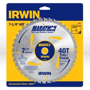 Irwin IRW14031 Circular Saw Blade 7-1/4" x 40T Trimming/Finishing Universal