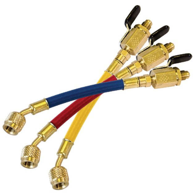 JB Industries CCLV-6 Charging Hose Set 6-Inch Set of 3 Manifold Gauge