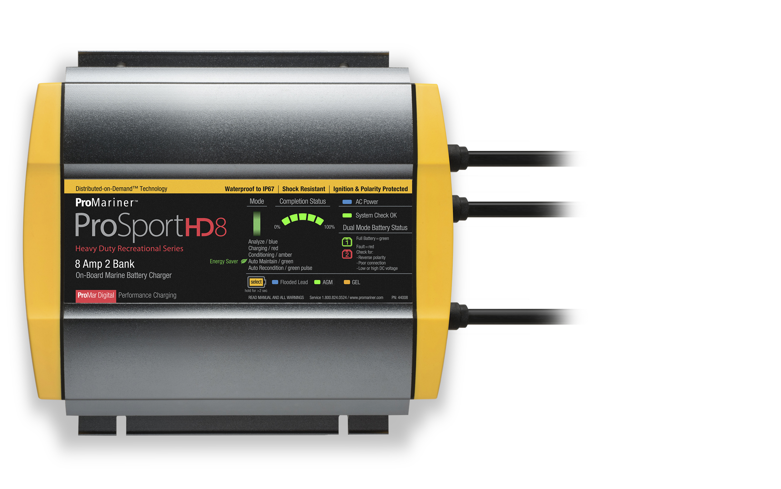 ProMariner ProSport HD 8 Gen4 8 Amp Battery Charger 12/24v 2 Bank 120v Input