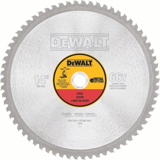 DeWalt DEWDWA7747 14" 66T Metal Cutting Saw Blade Steel 66 Arbor Hole: 1"