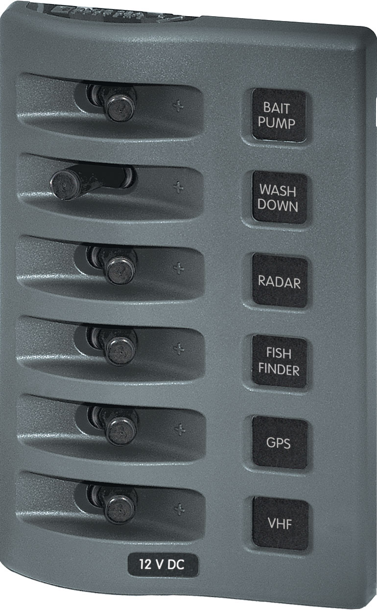 Blue Sea 4307-BSS Weather Deck Panel 12v 6 Gang Switch