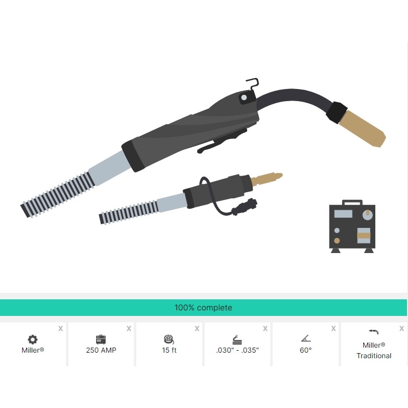 XTRweld XTR25060M153035M MIG Gun 250 Amp 60° Gun Tube Miller Traditional Style