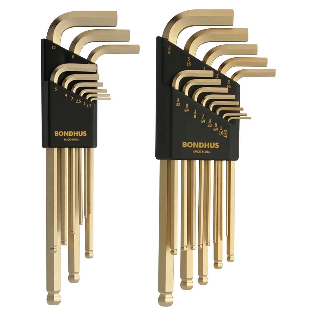 Bondhus GoldGuard Plated Balldriver Metric/SAE Ball End HEX L-Keys Double Set (22 Piece)