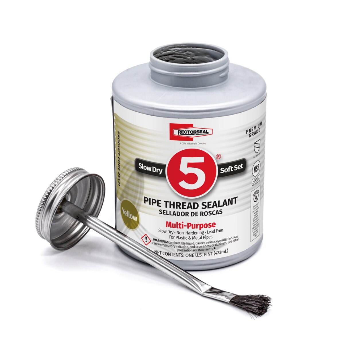 Rectorseal RRS25431 No. 5 16 Oz. Brush Top Yellow Pipe Thread Sealant