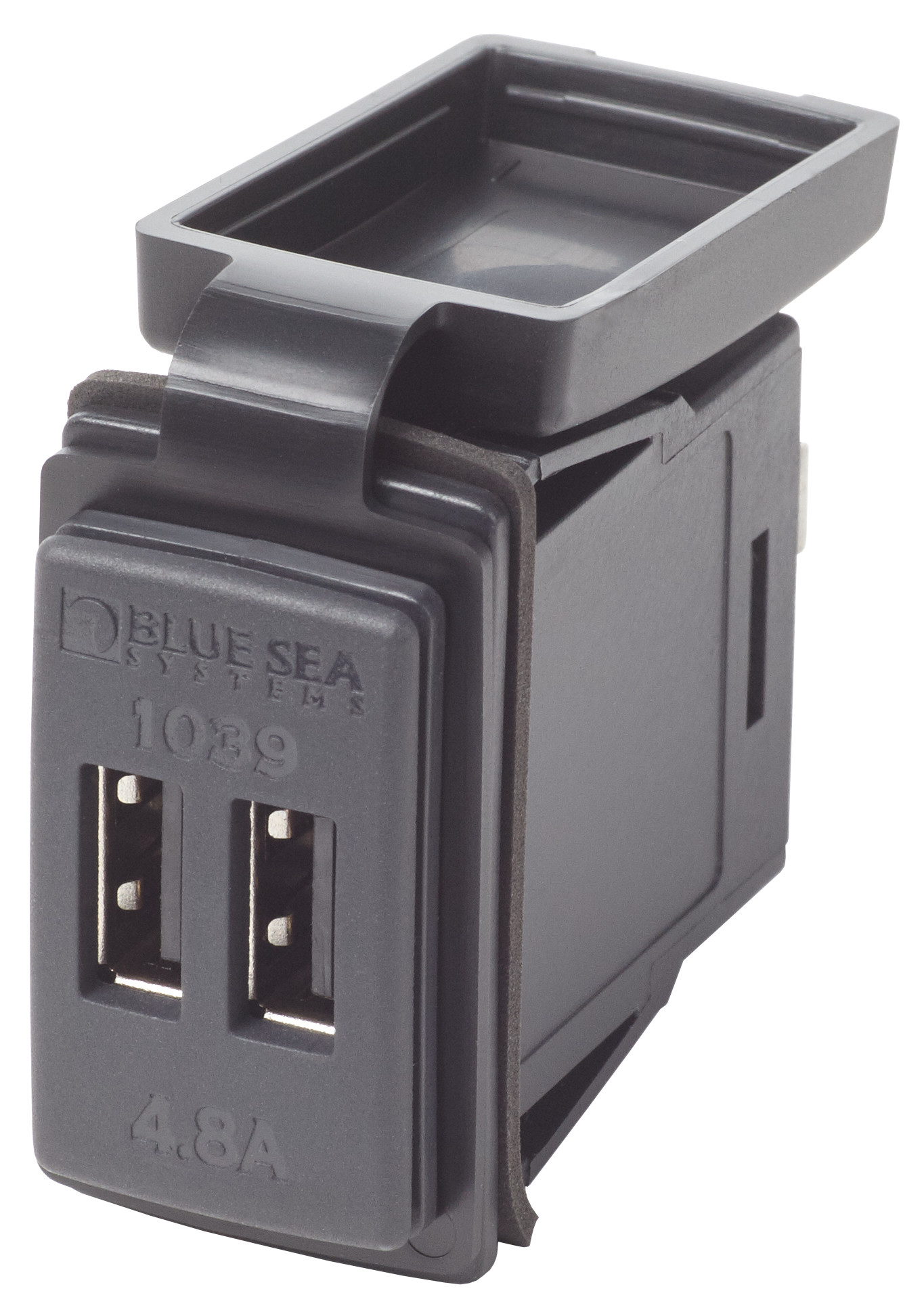 Blue Sea 1039-BSS Dual USB 4.8A Charger Port 12/24vDC Switch Mount