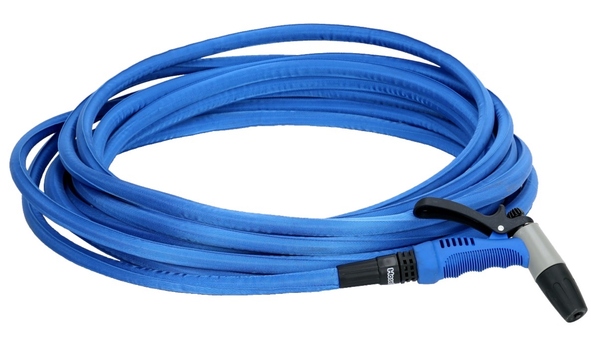 HoseCoil 75ft Blue Flexible Hose Kit with Rubber Tip Nozzle