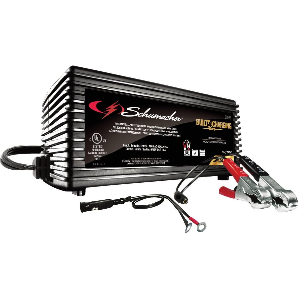 Schumacher SHESC1355 Automatic 6V and 12V 1.5A Auto Battery Charger/Maintainer