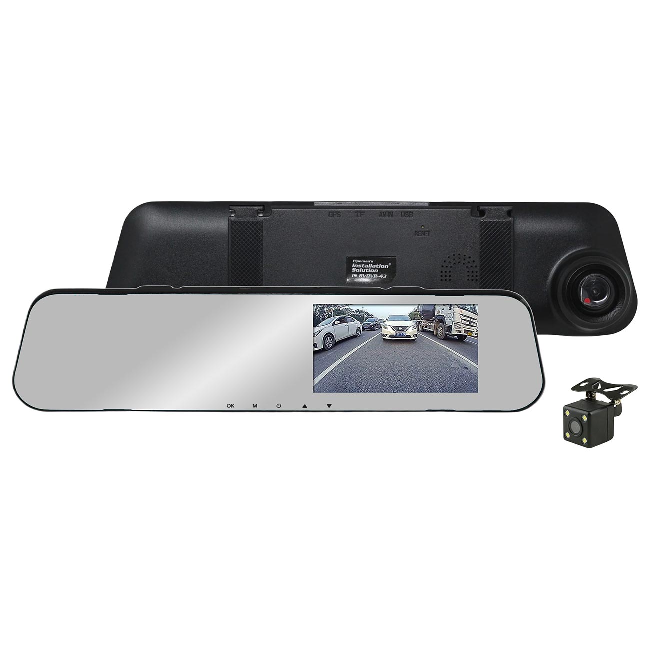 Installation Solution Mirror with Front/Rear View Cameras with 4.3" Monitor and DVR