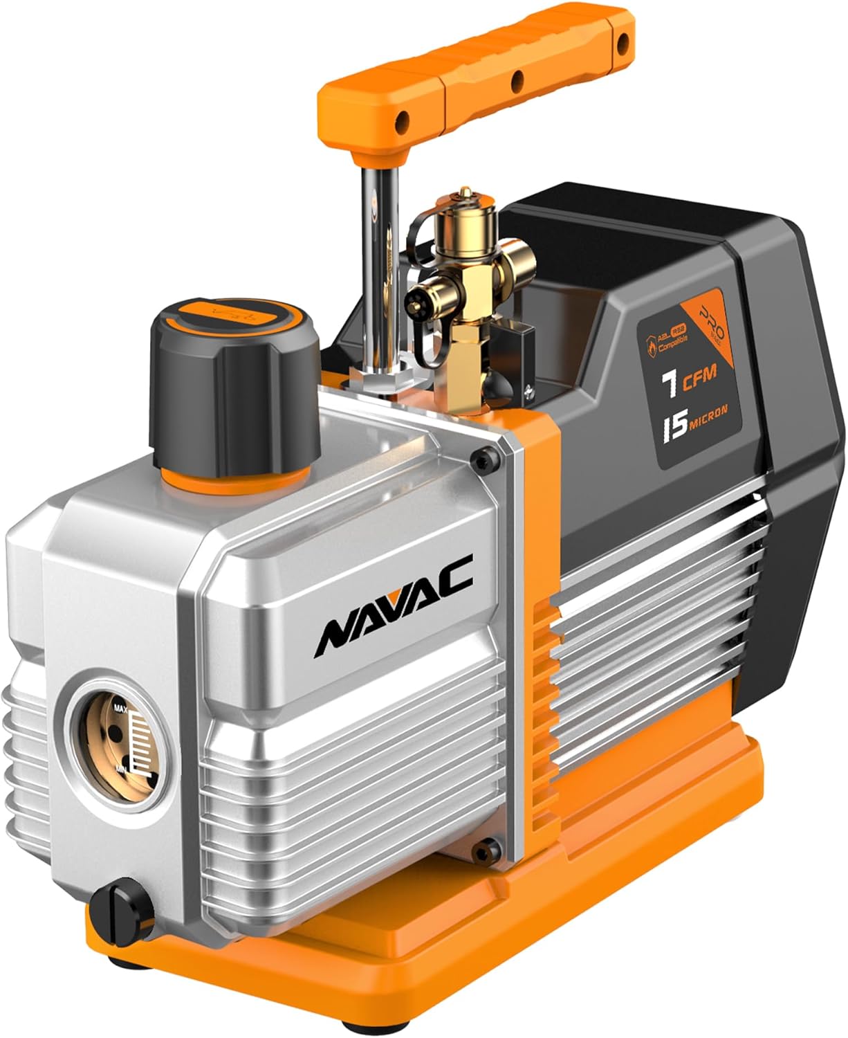 Navac NP7DP2 Dual-Stage HVAC Vacuum Pump – A/C Motor with Forced Oil Circulation, Oil-Mist Filter, 15 Micron Ultimate