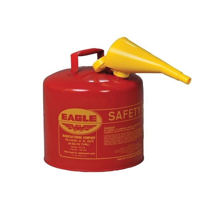 Eagle EAGUI50FS Type 1 Safety Can 5 gallons Metal Red F-15 funnel