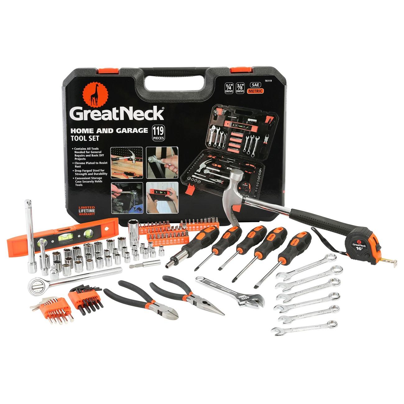 Great Neck GNSTK119 Saw 119-Piece Tool Set with Case