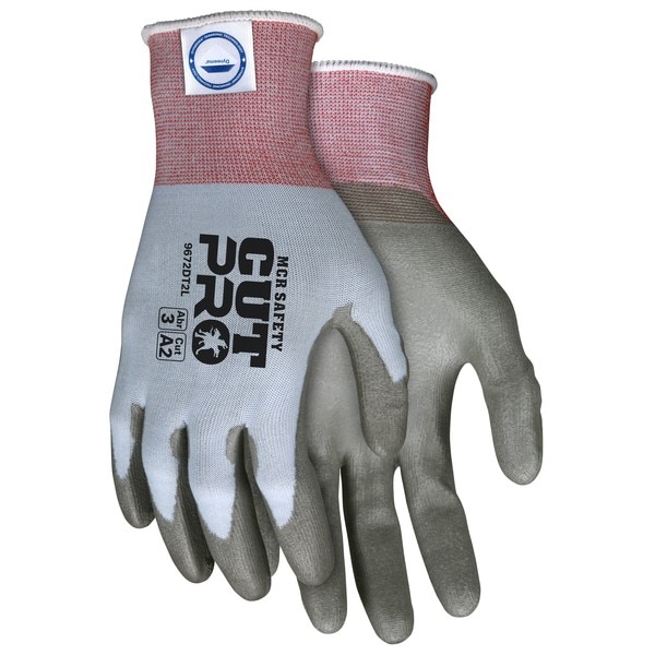 MCR Safety MCR9672DT2L Cut Resistant Gloves 18 ga Dyneema Large Gray