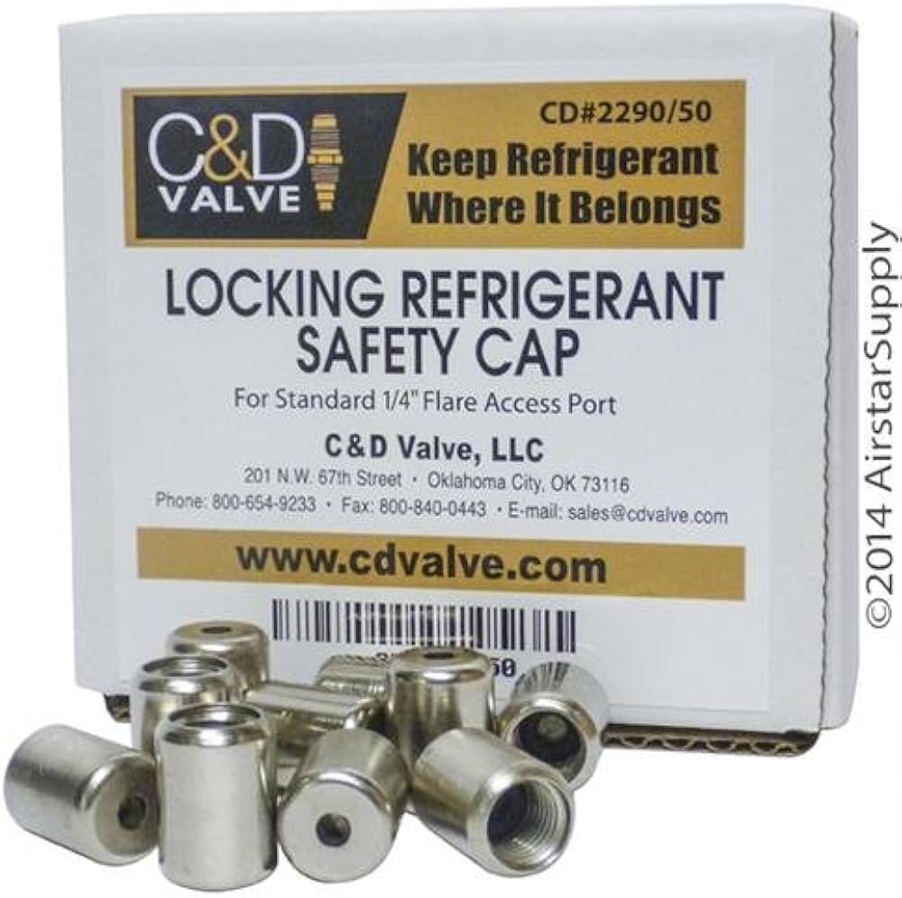 C&D Valve 2290/50 Locking Caps 50P 1/4-Inch Refrigerant Line Accessory