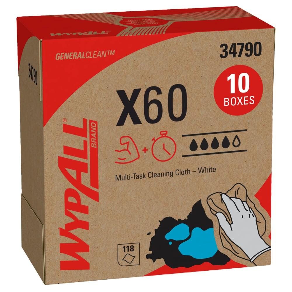 WypAll KIM34790 Kimberly Clark X60 Hand Towel 16.8 inch Cloth White Pop-Up