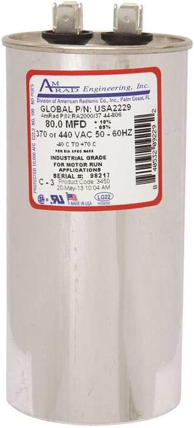 Rectorseal USA-2229 80MFD Round Run Capacitor for HVAC/R Systems