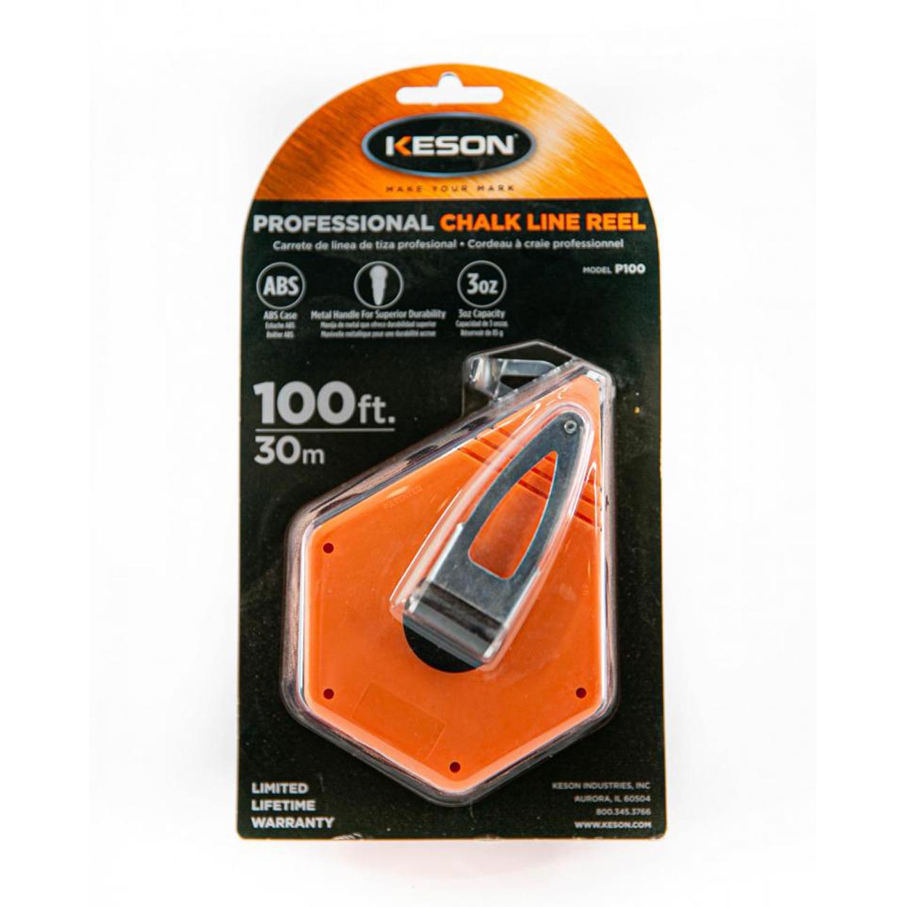 Keson Octagonal Chalk Bold Line Reel (1.5mm Thick String) - 100 ft.