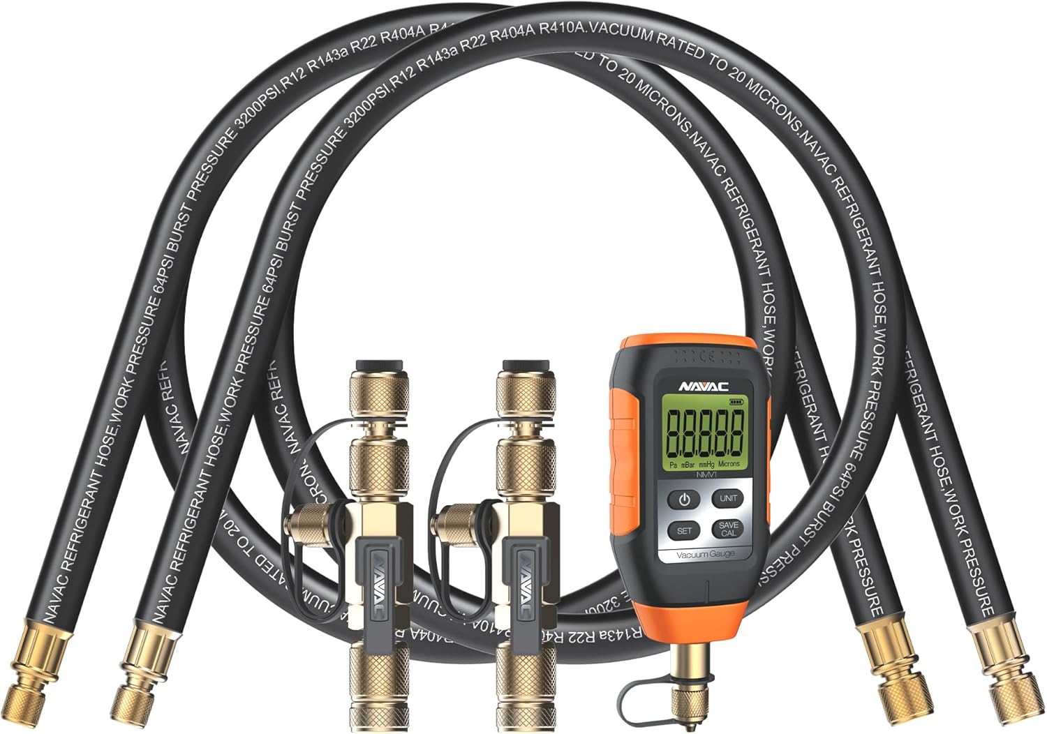 Navac NEVK3 Rapid Evacuation Kit - Valve Core Removal Tool Set with 1/4″ & 5/16″ Vcrt, 3/8″ to 1/4″ & 1/2″ to 1/4″