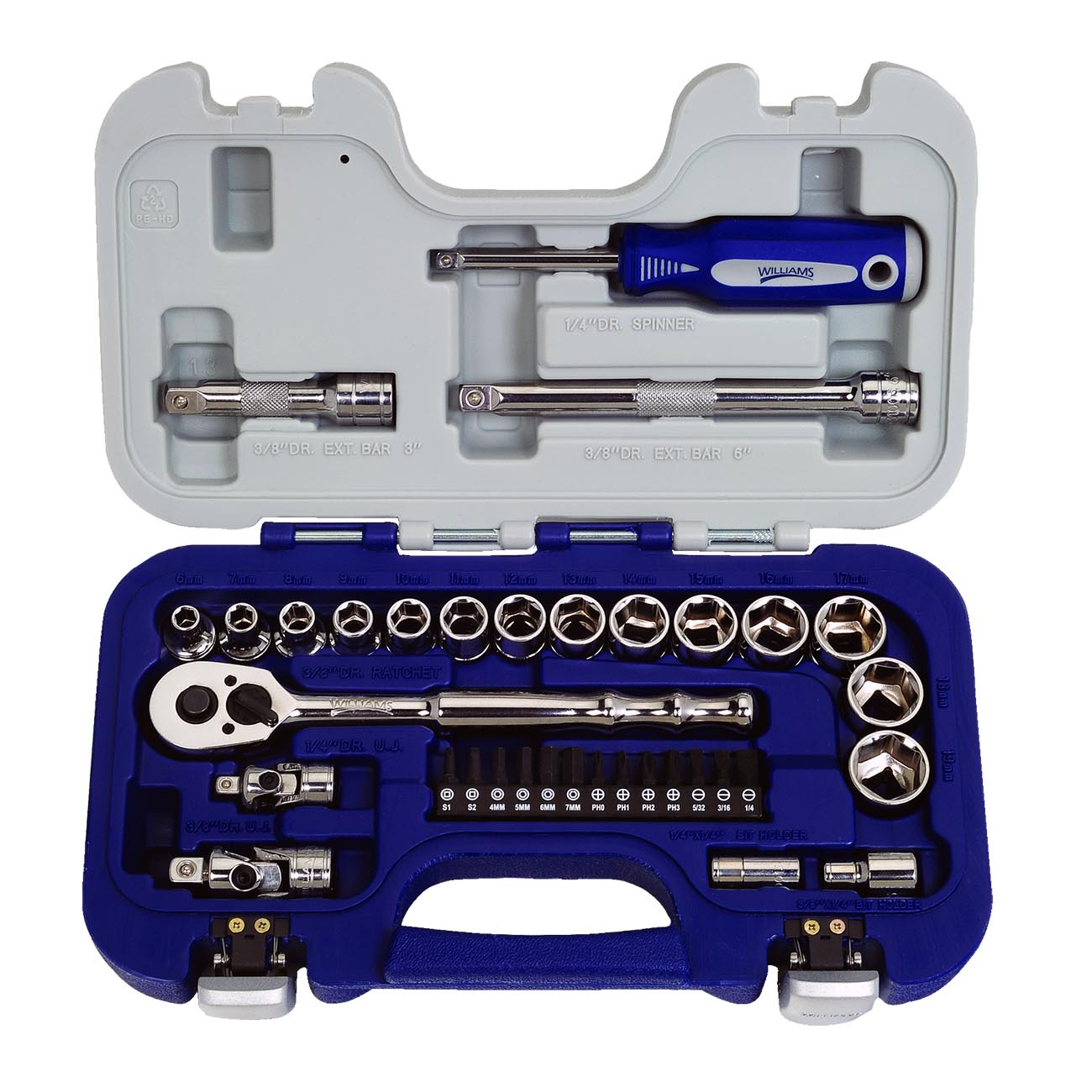 Williams SUPERTORQUE 3/8" Drive Metric 6-Point Socket Set (35-Piece)