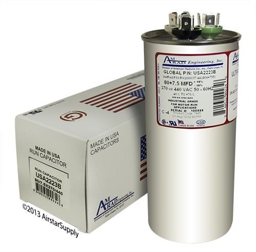 Rectorseal USA-2223B 80/7.5MFD Run Capacitor for HVAC/R Systems