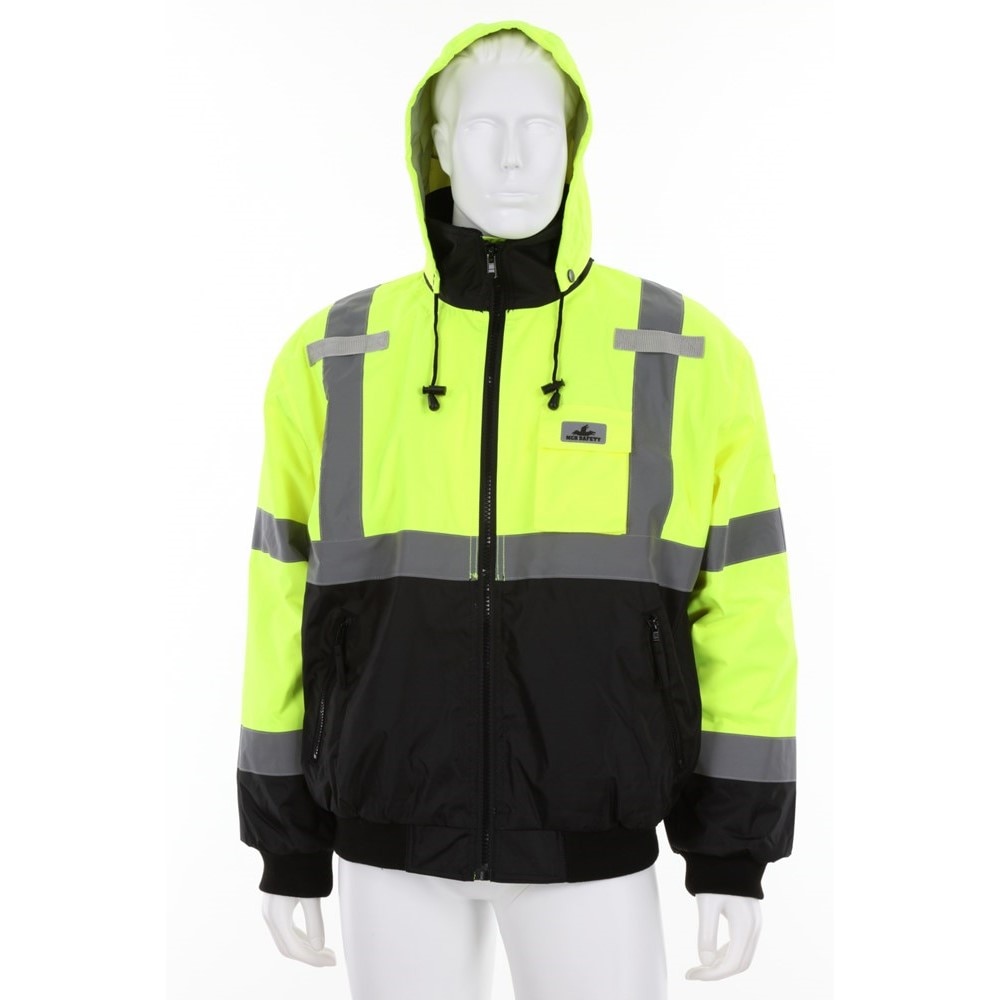 MCR Safety MCRVBBCL3LM Luminator Hi-Viz Value Bomber Backet Class 3 Zipper Front