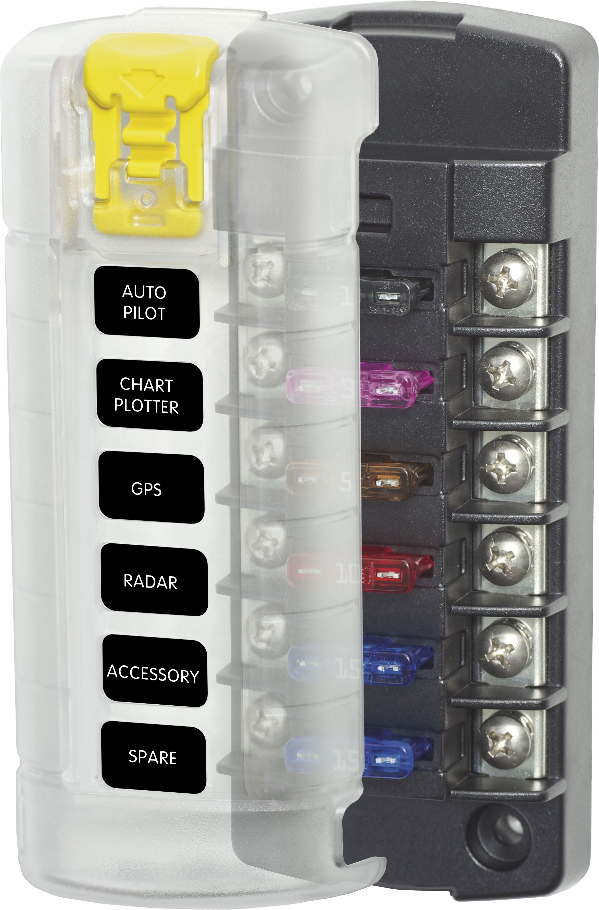Blue Sea 5035-BSS 5035 6-Gang Fuse Block ST ATO/ATC Independent Circuits and Cover
